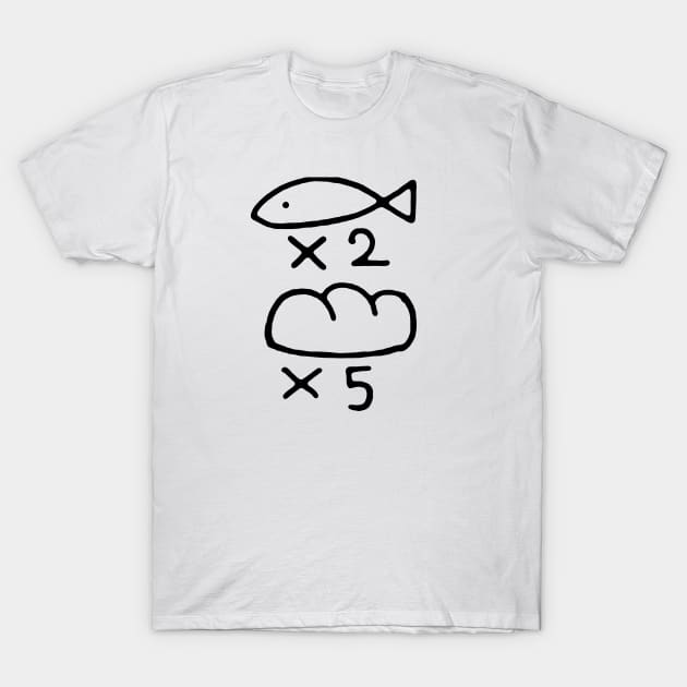 Fish x2 Bread x5 T-Shirt by SenecaReads